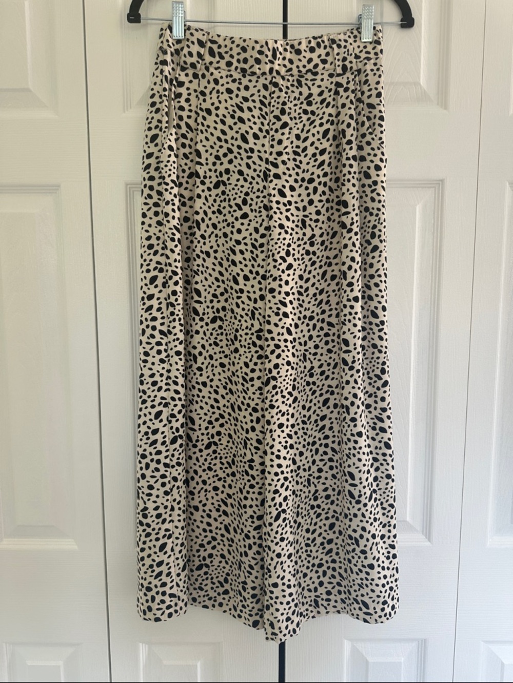 Zara Beige Maxi Skirt with Black Spot Print